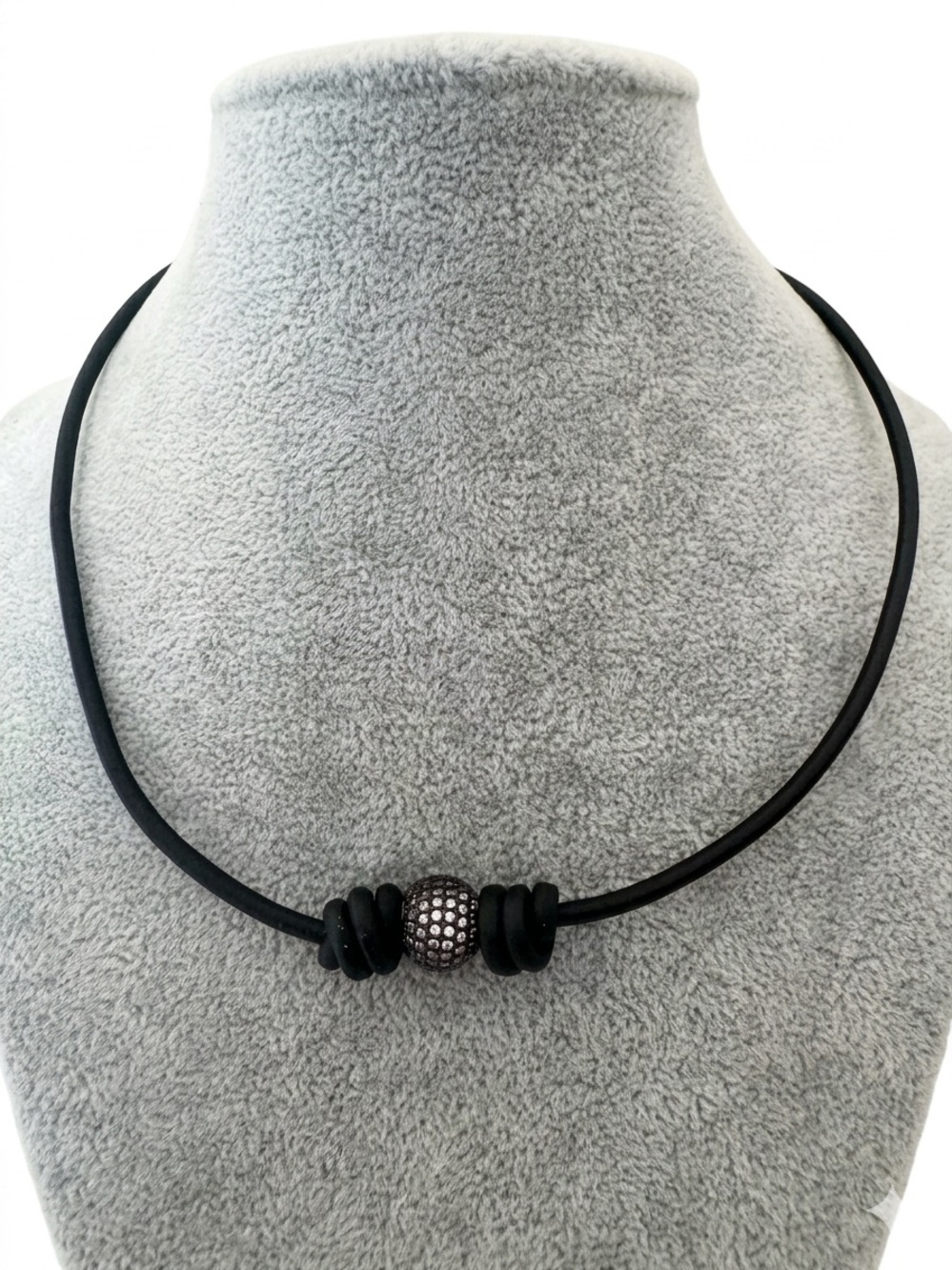Sundance Black Leather Choker Necklace Swarovski Crystal Pave Black Bead NEW